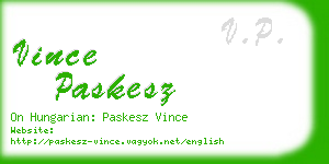 vince paskesz business card
